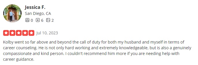 yelp review of the job huntr listed as one of the best resume writing services in san diego