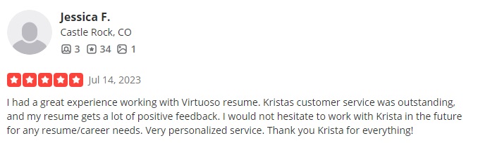 yelp review of virtuoso resume listed as one of the best resume writing services in arizona