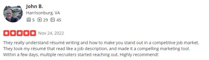 yelp review of your next jump listed as one of the best resume writing services in washington dc