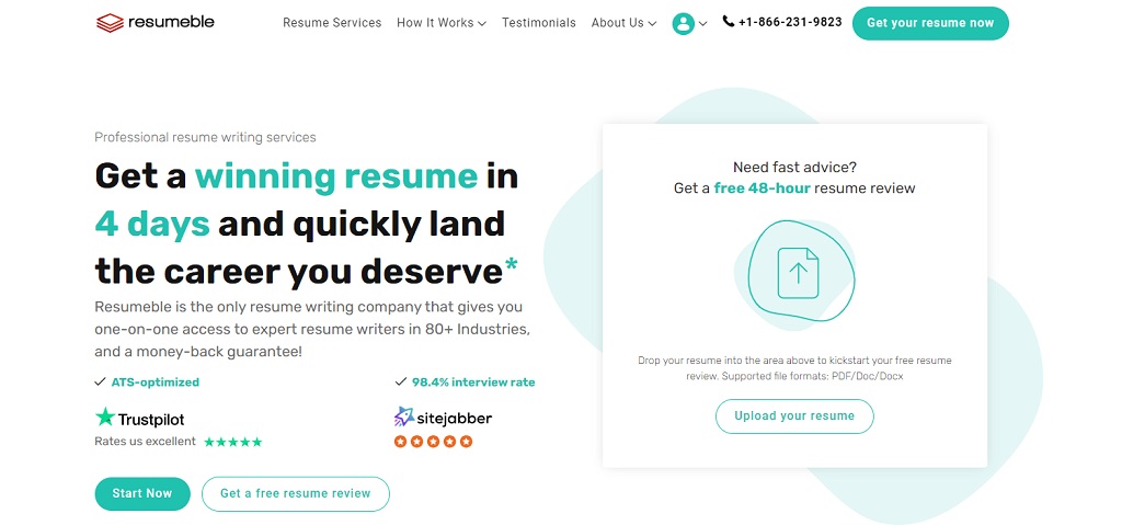 Resumeble listed as one of the best CV writing services