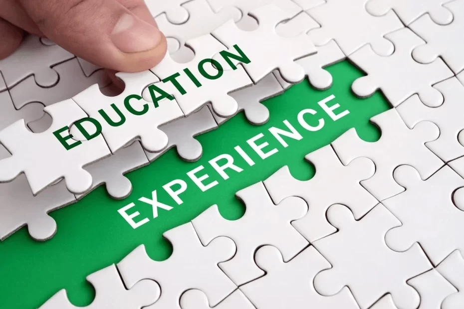 creative concept of choosing between education or experience on resume