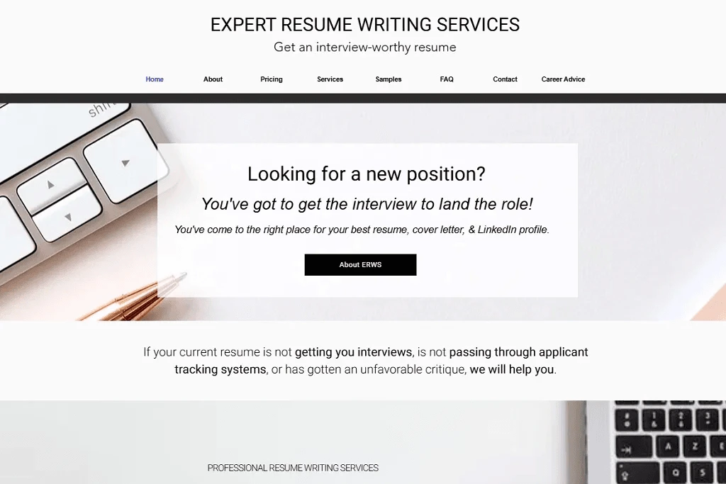 expert resume writing hero section